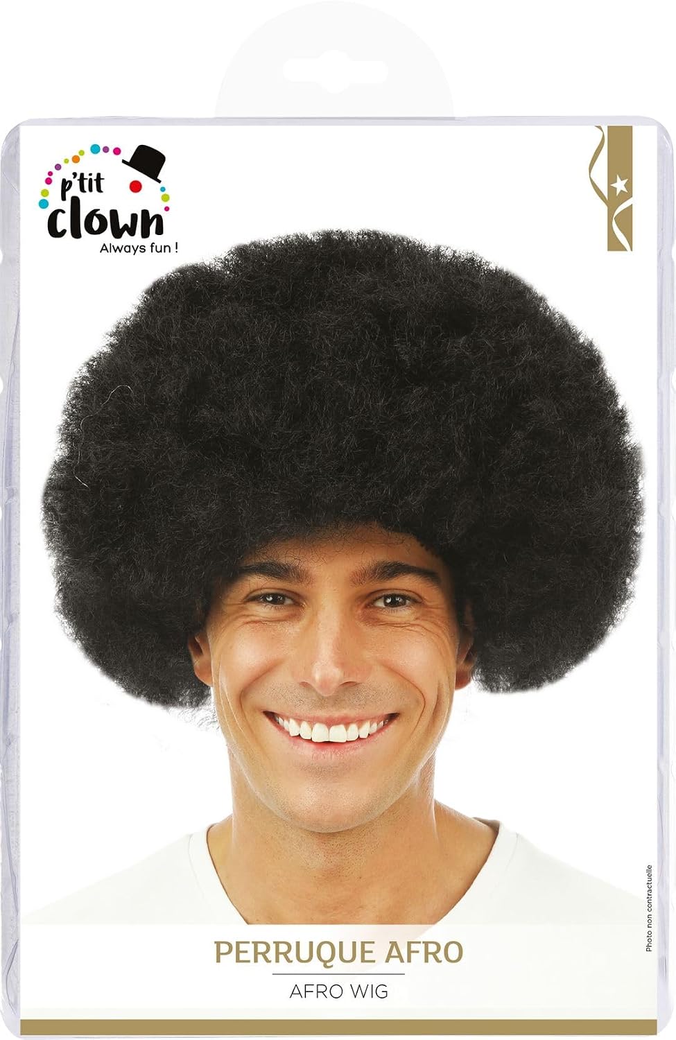 P'TIT CLOWN — Perruque afro noire années 70 – Image 4