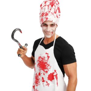 P'tit Clown - 23529 - Faux Crochet de Boucher Ensanglanté - Accessoire Déguisement Halloween Horreur - Effet Sanglant Réaliste pour Tueur, Boucher, Zombie ou Décor Maison Hantée - Plastique - 30 cm