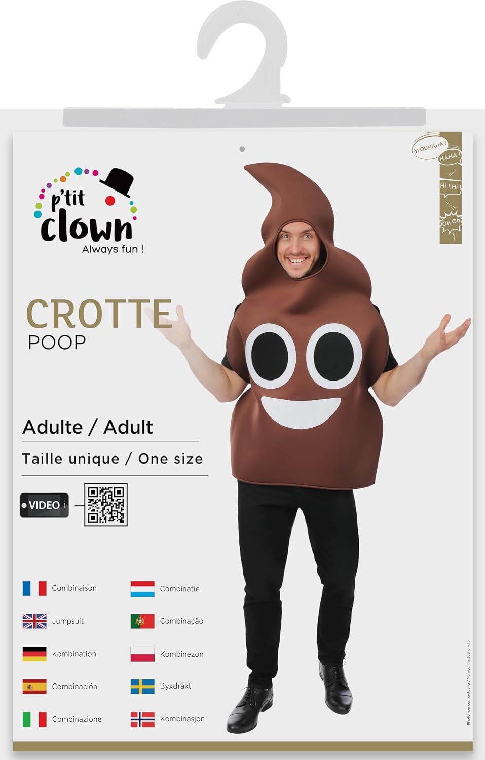 P'TIT CLOWN — Costume crotte adulte taille unique – Image 4