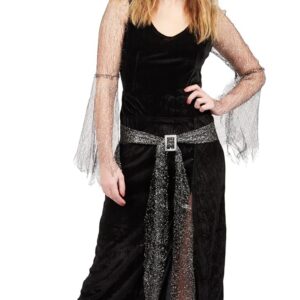 P'tit Clown re55019 - Déguisement Adulte sorcière Noire Longue, Taille L/XL