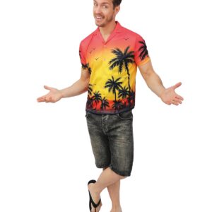 P'TIT CLOWN - Chemise Summer Adulte - Manches Courtes - Déguisement Summer, Eté, Aloha, Vacances, Carnaval, Festival, Soirées à Thèmes (Multicolore, S-M)