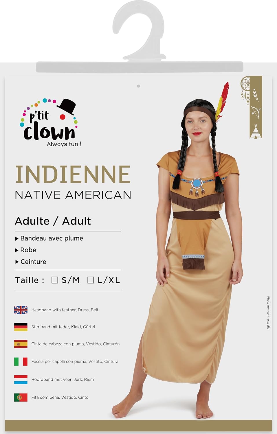 P’TIT CLOWN — Costume Indienne Femme adulte taille S/M – Image 4