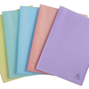 Exacompta - Réf. 88570E - 1 Protège-documents Chromaline Pastel - 50 pochettes cristal lisse - 100 vues - pour A4 - dim 24 x 32 cm - couverture en polypro recyclé translucide - 5 couleurs aléatoires