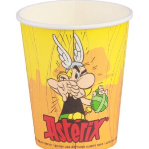 8 Gobelets en carton Astérix 250 ml - Jaune
