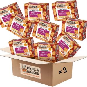Michel & Augustin – Petits feuilletés au Lard du Sud-Ouest et pointe d’oignons – Pâte feuilletée pur beurre – Biscuit apéritif croustillant 80g x 9