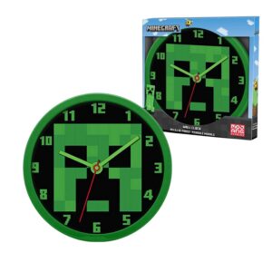 SRV Hub Minecraft Horloge Murale éducative pour Enfants, 25 cm, à Son Minimal pour Apprendre Les Enfants, Cadran coloré, Quart de marquage, analogique pour Enfants garçons à