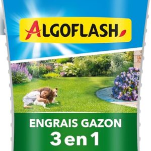 ALGOFLASH Engrais Liquide Gazon 3 Actions, Utilisable en Agriculture Biologique, A diluer, Pour 100 m², 1 L, ALGAZBIO1000, nc