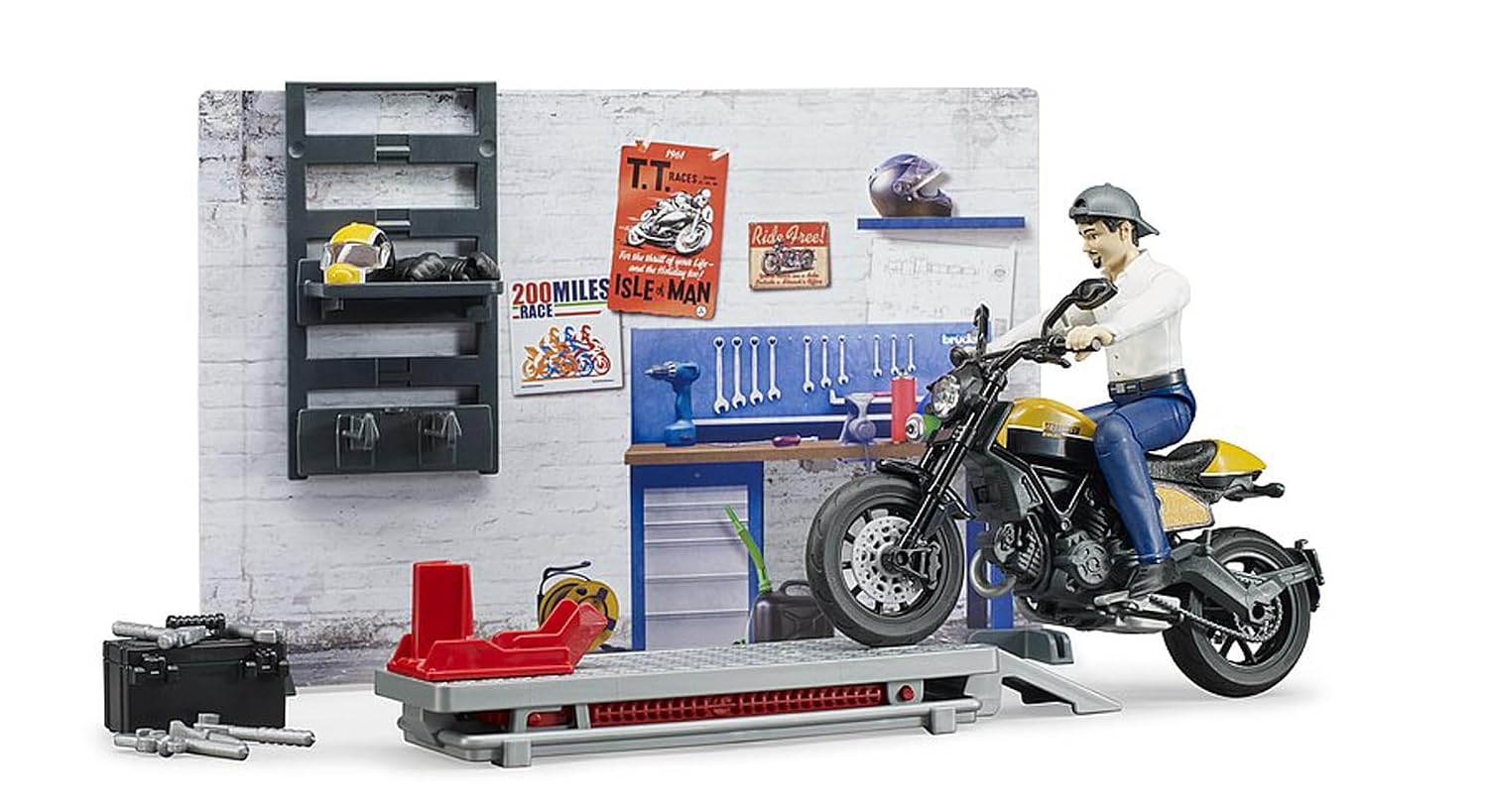 BRUDER bworld — Atelier moto Scrambler Ducati avec figurine – Image 2