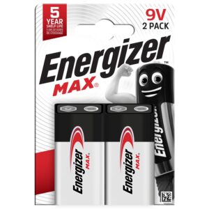 Energizer Max 9V Piles Alcalines, Lot de 2 E300115801 Orange