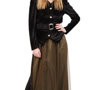 P'TIT CLOWN - Costume Sorcière Femme - Jupe, Veste, Chapeau, Ceinture - Déguisement Adulte Parfait pour Halloween, Soirée Thème Gothique, Cosplay, Carnaval, Fêtes Costumées