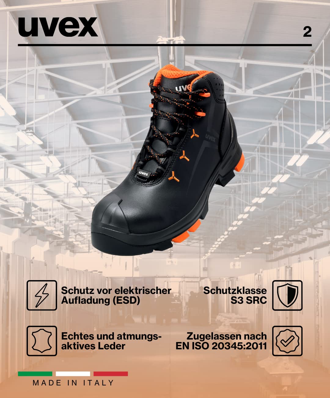 UVEX 2 — Bottes de sécurité S3 SRC ESD taille 39 – Image 7