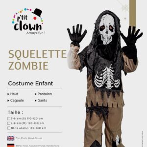 Alternative view of P'TIT CLOWN — Déguisement Squelette Zombie Enfant 7/9 ans