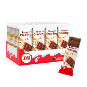 KINDER Country — Barres chocolat au lait et céréales soufflées x40