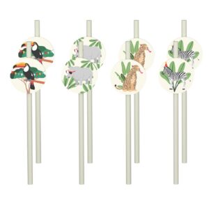 CAM ET LEON - Accessoires Décoration d’Anniversaire Enfant - Thème Animaux de la Savanne - Assiettes, Serviettes, Confettis, Sachets, Cartes d’Invitation, Ballons (Paille x8)