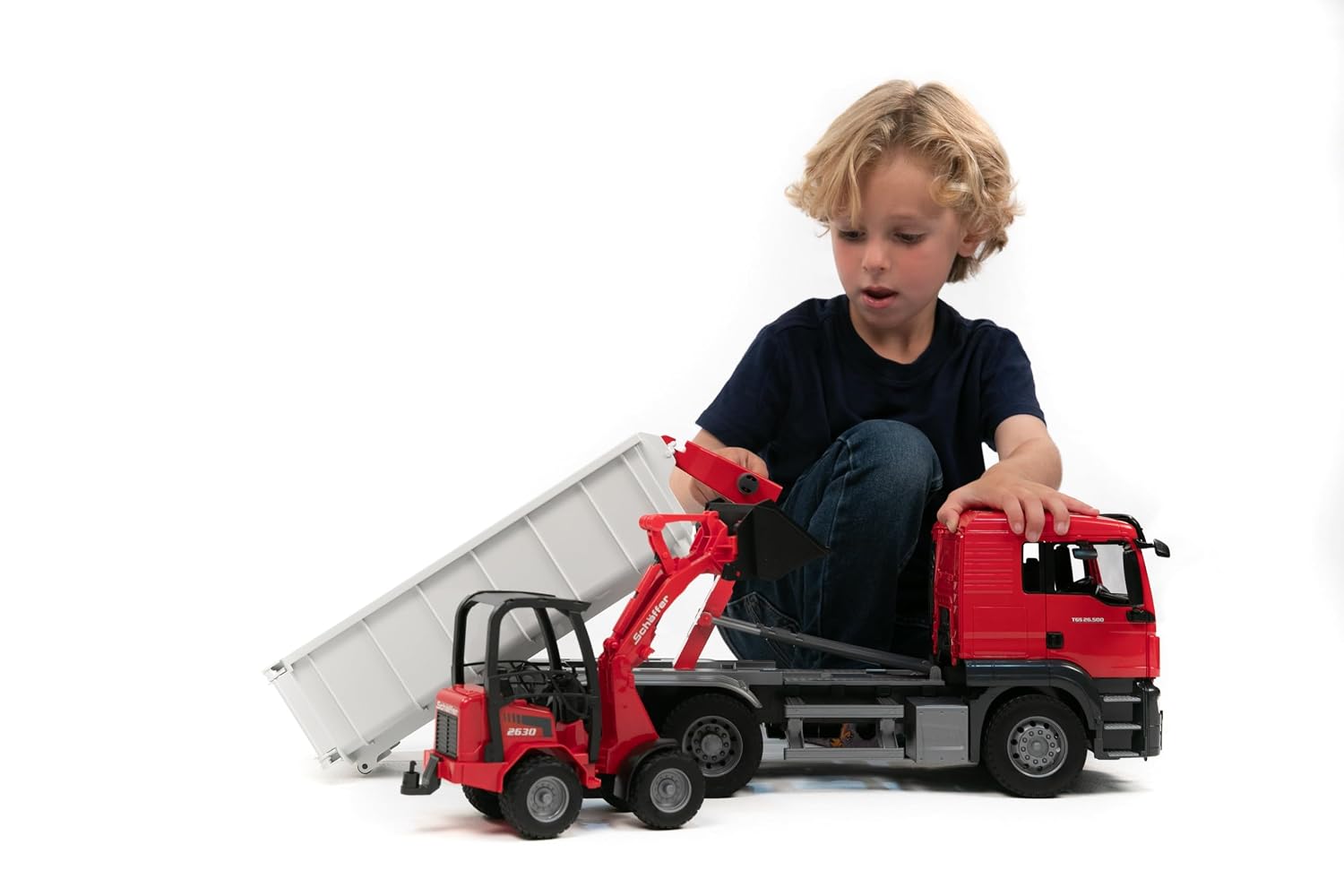 BRUDER 03767 — Camion MAN TGS avec conteneur et chargeuse – Image 4