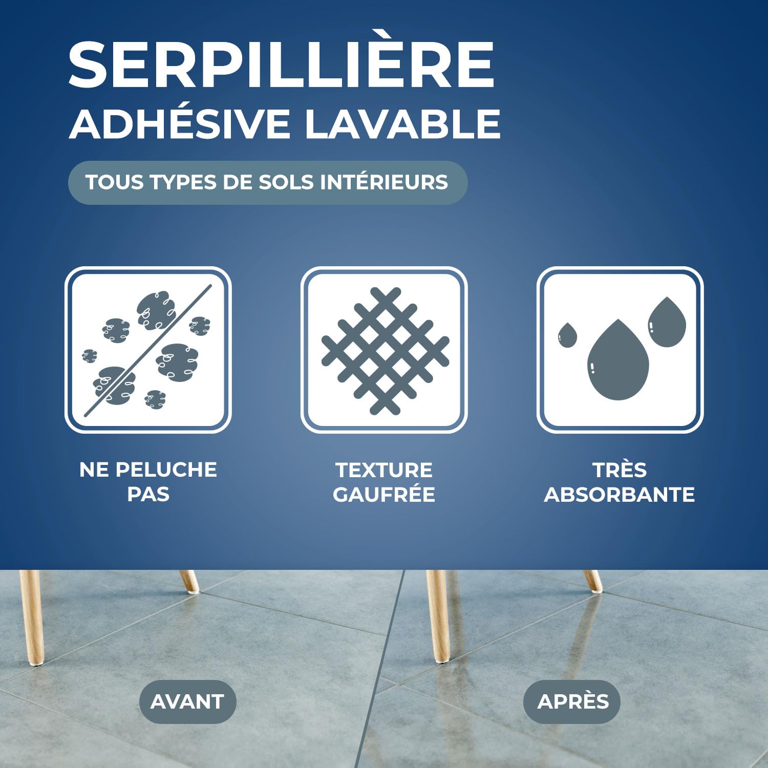 STARWAX - Serpillère Gaufrée pour Tous types de Sols Intérieurs Lot de 3 - spécial Rénovation - Très Absorbante et Résistante - Ne Peluche Pas - Conception Française - Grande Taille (50x100cm) – Image 2