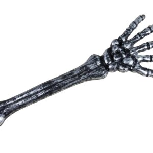 P'tit Clown - 47030 - Sceptre Main de Squelette Argent - Accessoire de Déguisement - Zombie, Skeleton - Halloween, Carnaval, Cosplay, Fêtes à thèmes, Soirées Costumées - Plastique - 45 cm