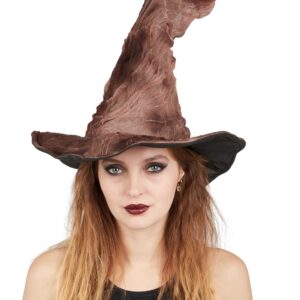P'TIT CLOWN - Chapeau de Sorcière Femme - Accessoire Essentiel pour Halloween, Déguisements et Soirées à Thème - Élégant, Mystérieux et Confortable (Chapeau de sorcière marron)