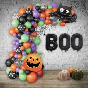 PTIT CLOWN - 24129 - Kit Ballons Halloween - 93 pièces - Déco Halloween Citrouille, Chauve-Souris et Ballons Multicolores