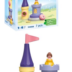 Playmobil 71458 Junior & Disney : Tourelle de Belle avec Musique - Une boîte à Musique mécanique - Jouet fabriqué à partir de matière d'origine végétale - Dès 12 Mois