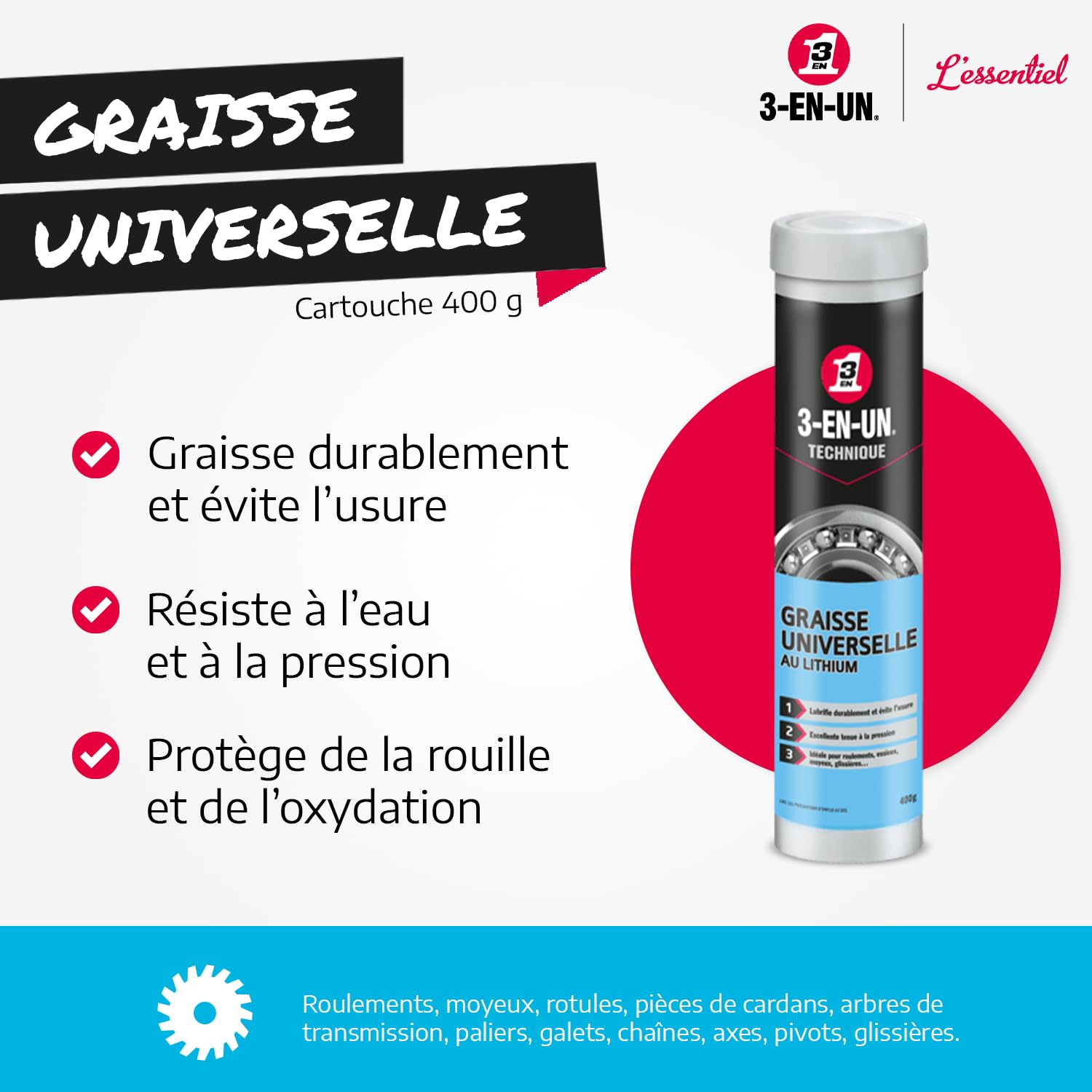 3-EN-UN Technique — Graisse Universelle au Lithium 400 g – Image 2