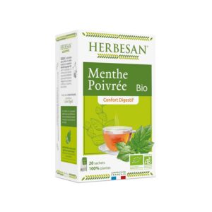 HERBESAN — Infusion bio menthe poivrée française 20 sachets