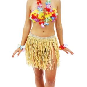 P'tit Clown - Jupe Hawaïenne - Hula - Costume Déguisement Hawaïen - Accessoire Fête Tropical Luau, Aloha Beach Summer Party, Carnaval, Soirées à Thème (Raphia - 40 cm)