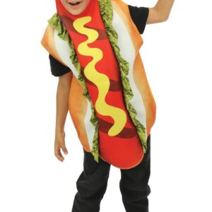 P'TIT CLOWN - Déguisement Humouristique Enfant - Costume Pizza, Frites, Hotdog, Burger - Tunique - Unisexe - Parfait pour Carnaval, Halloween, Cosplay, Anniversaires - Taille Unique (Hotdog)