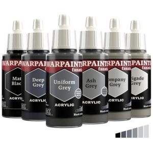 The Army Painter, Warpaints Fanatic Flexible Triad: Black & Greys, 6 x 18 ml Acrylic Paint, 6 x 18 ml Peinture Acrylique - Pour Peinture de Figurine Warhammer et Donjon et Dragon