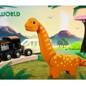 BRIO World - 36098 - Circuit Dinosaure - Coffret Complet 12 pièces - Action de Jeu sans Pile - Dinosaure Inclus - Circuit de Train en Bois - Jouet Mixte à partir de 3 Ans