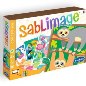 SentoSphère - Sablimage Animaux Sud Americains - Kit loisirs créatifs enfant – 4 tableaux en sable – 16 couleurs de sable coloré – Concept Box avec cadre - A partir de 4 ans - Made in France -8811