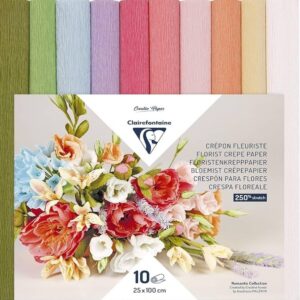 Assortiment de papiers crépon fleuriste - Pastels - 10 rouleaux de 25 x 100 cm