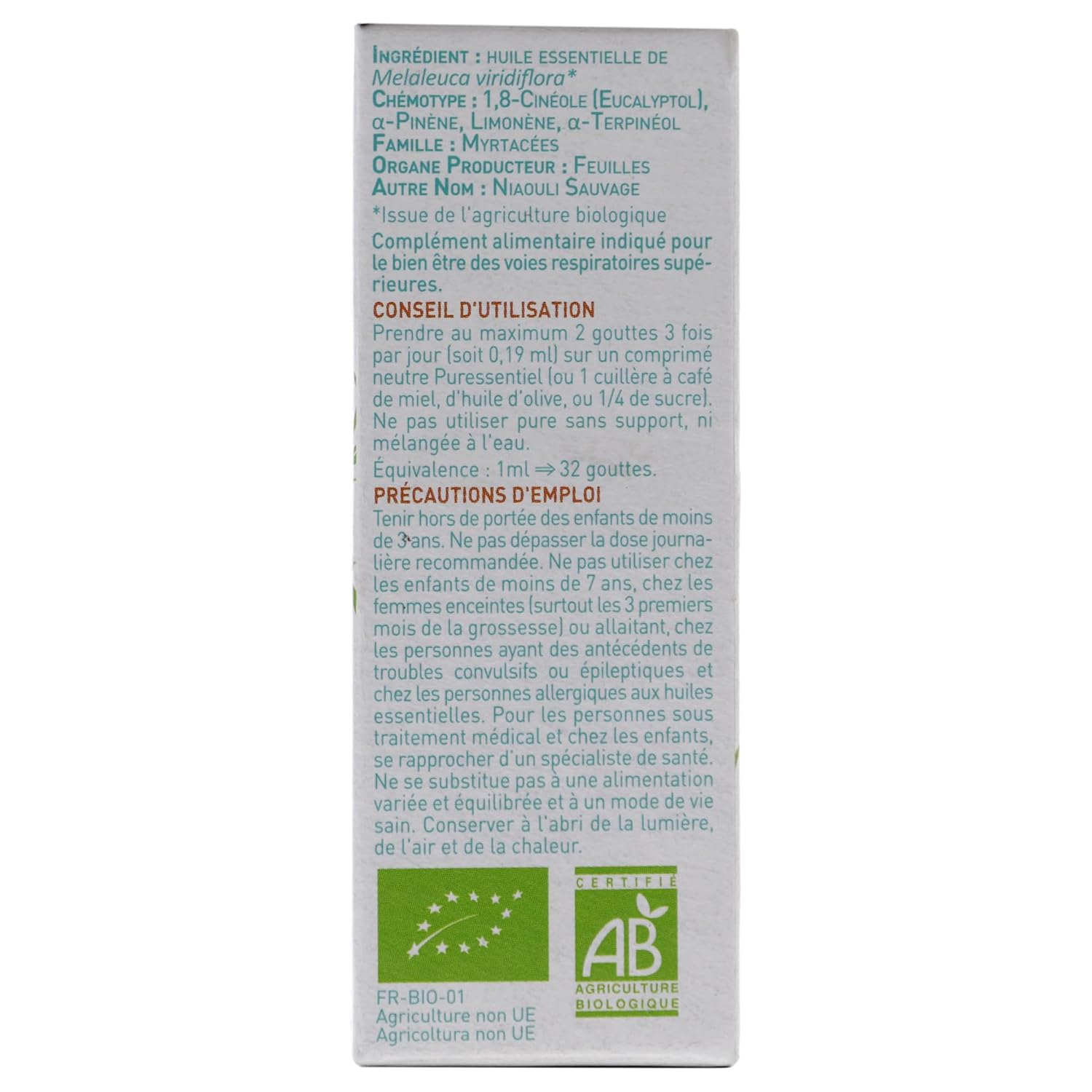 PURESSENTIEL — Huile essentielle de niaouli bio 10 ml – Image 3