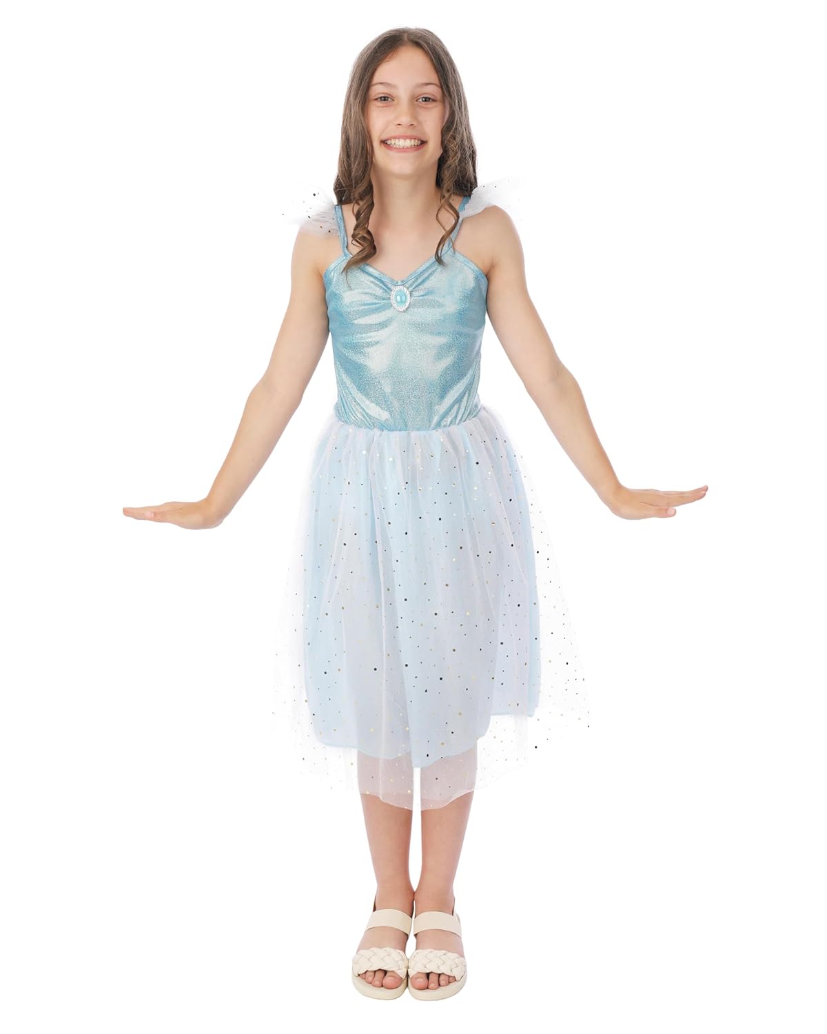 P'TIT CLOWN - Déguisement Princesse Fille - Fairytale Princess - Robe - Costume Enfant Anniversaires, Carnaval, Cosplay, Fêtes Costumées et Évènements à Thème (Bleu, 10/12 ans)