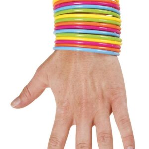 P'TIT CLOWN - 17538 - Bracelet Jonc en Plastique - Adulte, Unisexe - Lot de 15 - Accessoire Déguisement Carnaval, Fêtes Costumées, Soirées Déguisées, Festivals, EVJF - Taille Unique - Multicolore