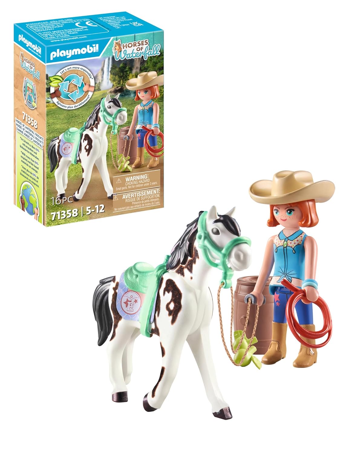 Playmobil 71358 Ellie & Sawdust - Horses of Waterfall - avec Le Personnage d'Ellie et Un Cheval au Pelage Soyeux - Dès 5 Ans