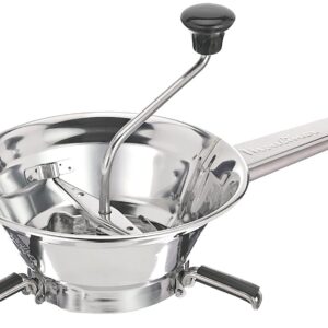 Moulinex Moulin à légumes manuel classic en inox, acier Inoxydable, Petit modèle, Broyage facile, Purées, Soupes, Compotes, Compatible lave-vaisselle, Fabriqué en France A40106