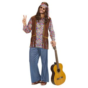 W WIDMANN MILANO Party Fashion - Costume homme hippie psychédélique, flower power, reggae, costumes de carnaval