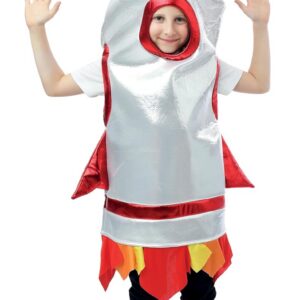 P'TIT CLOWN - Costume Fusée Enfant - Tunique Unisexe - Déguisement pour Tenue Carnaval, Cosplay, Halloween, Fêtes Costumées et Évènements à Thème Espace, Astronaute, Spationaute, Cosmonaute (3-4 ans)