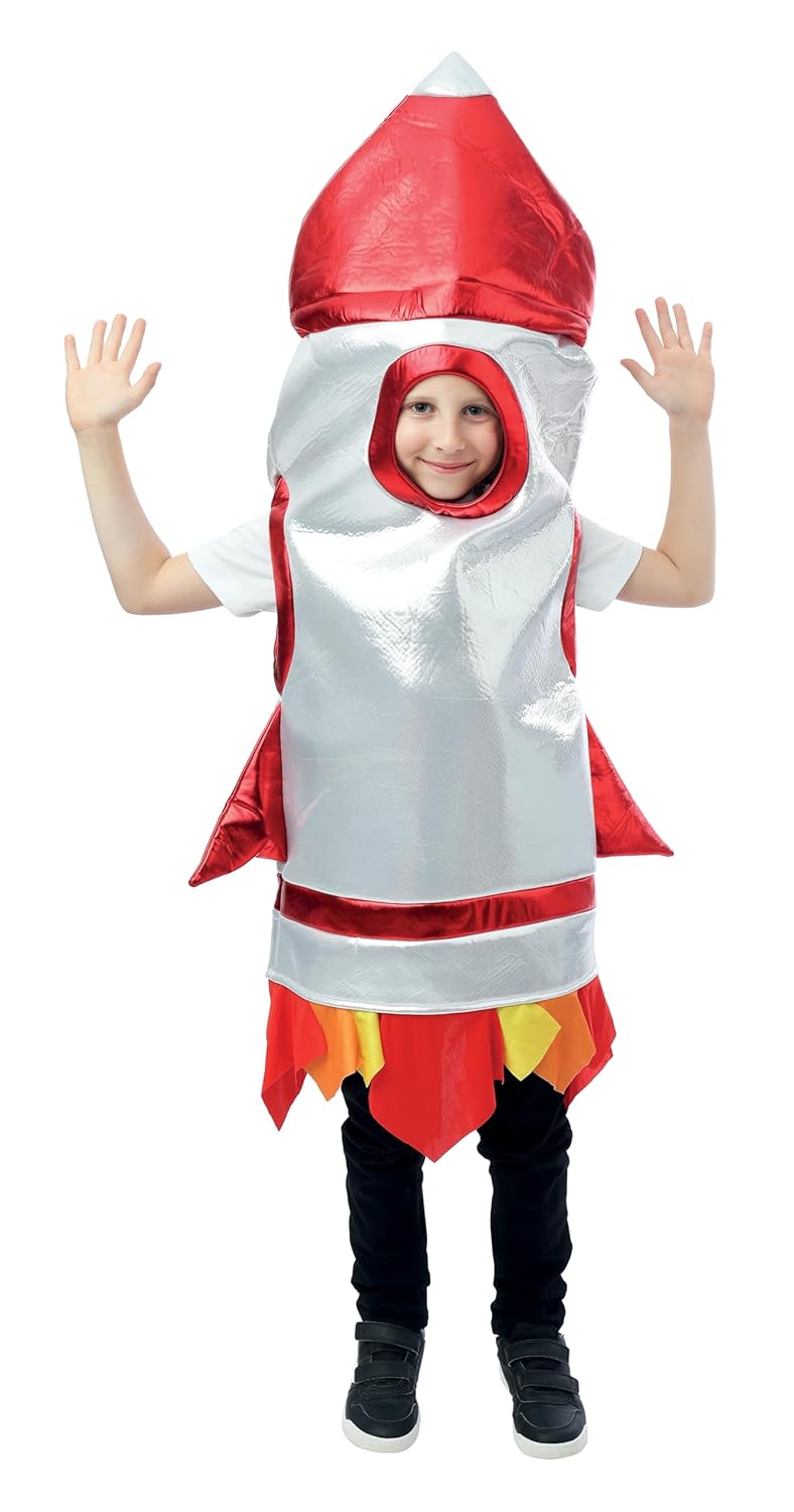 P'TIT CLOWN - Costume Fusée Enfant - Tunique Unisexe - Déguisement pour Tenue Carnaval, Cosplay, Halloween, Fêtes Costumées et Évènements à Thème Espace, Astronaute, Spationaute, Cosmonaute (3-4 ans)