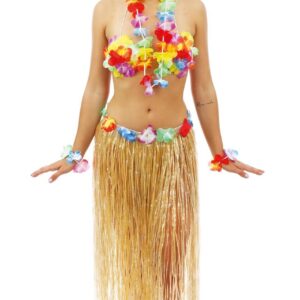 P'tit Clown - Jupe Hawaïenne - Hula - Costume Déguisement Hawaïen - Accessoire Fête Tropical Luau, Aloha Beach Summer Party, Carnaval, Soirées à Thème (Raphia - 80 cm)