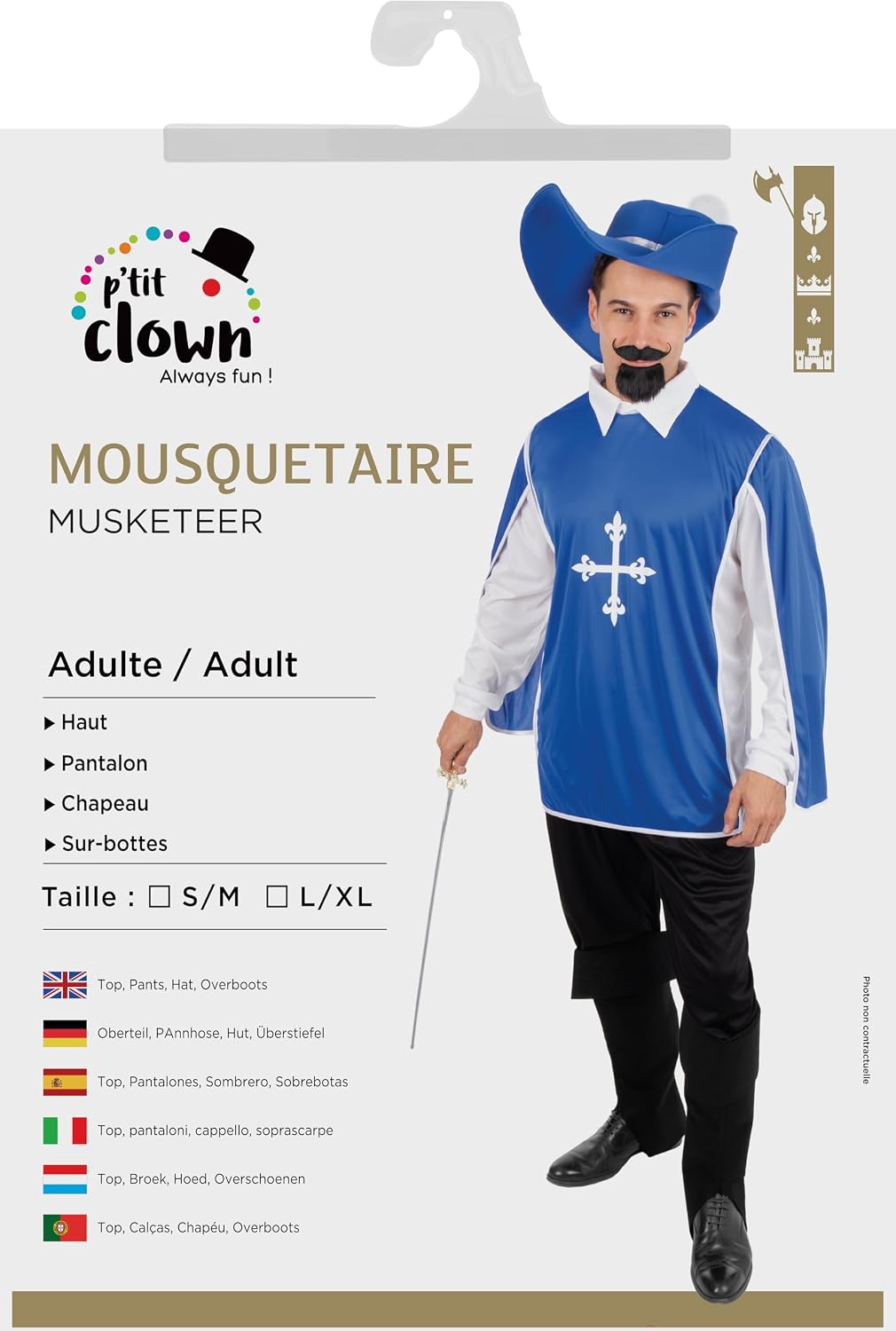 P'TIT CLOWN — Déguisement Mousquetaire Adulte – Image 4