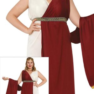 FIESTAS GUIRCA | Costume de Romaine Adulte (44-46/XL) - Cape, Ceinture et Tunique - Costumes de Romains et Grecs pour Halloween, Carnaval et Fêtes Costumées - Idéal pour Femmes - Grenat et Beige