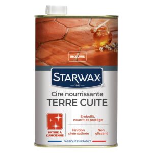 STARWAX - Cire Nourrissante Terre Cuite Patine à l'Ancienne - Nourrit et Préserve les Sols en Terre Cuite et Tomettes - Teinte Incolore - Non Glissant - Fabriqué en France - 2x 1L - 30m² environ