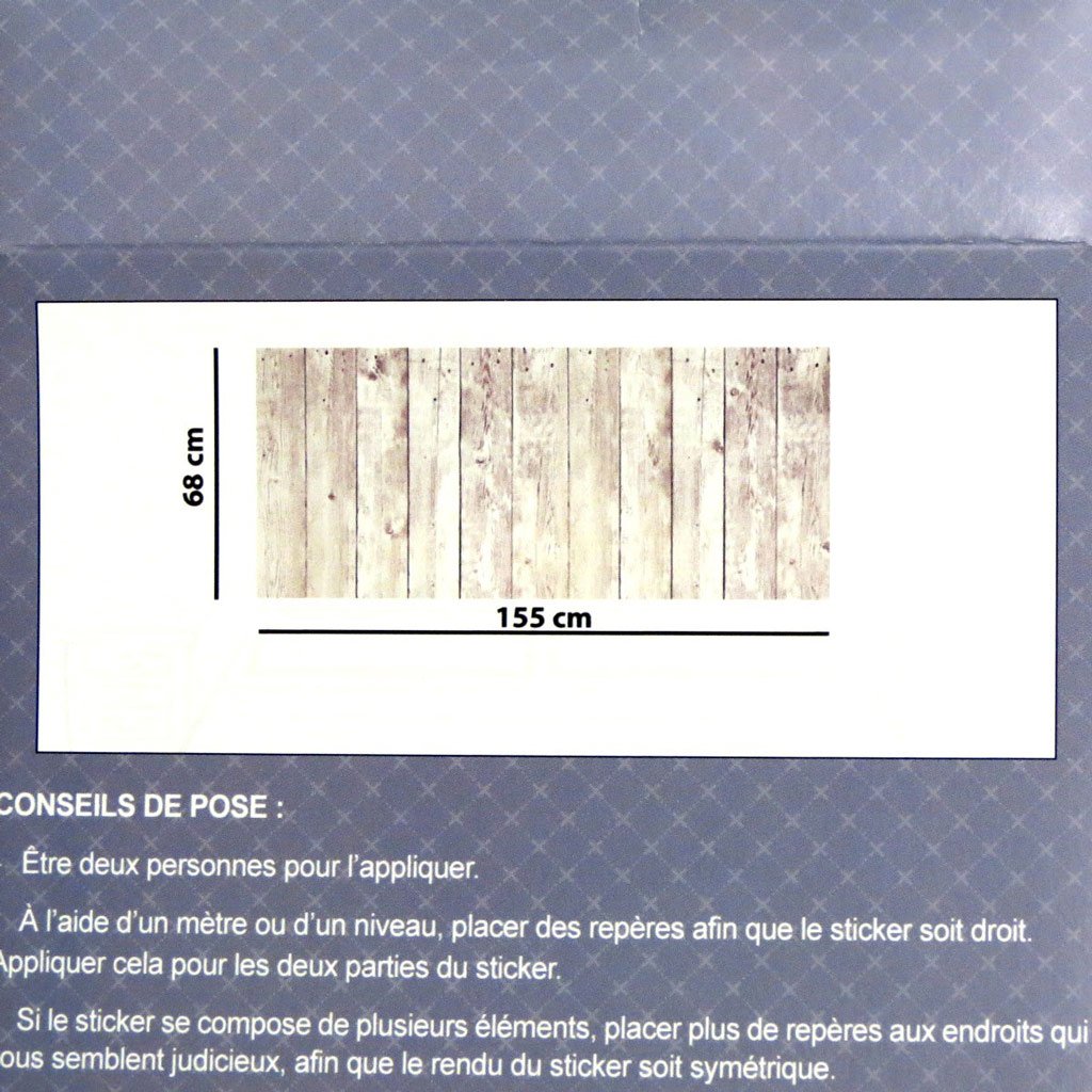 RÉTRO — Sticker mural tête de lit effet bois – Image 2
