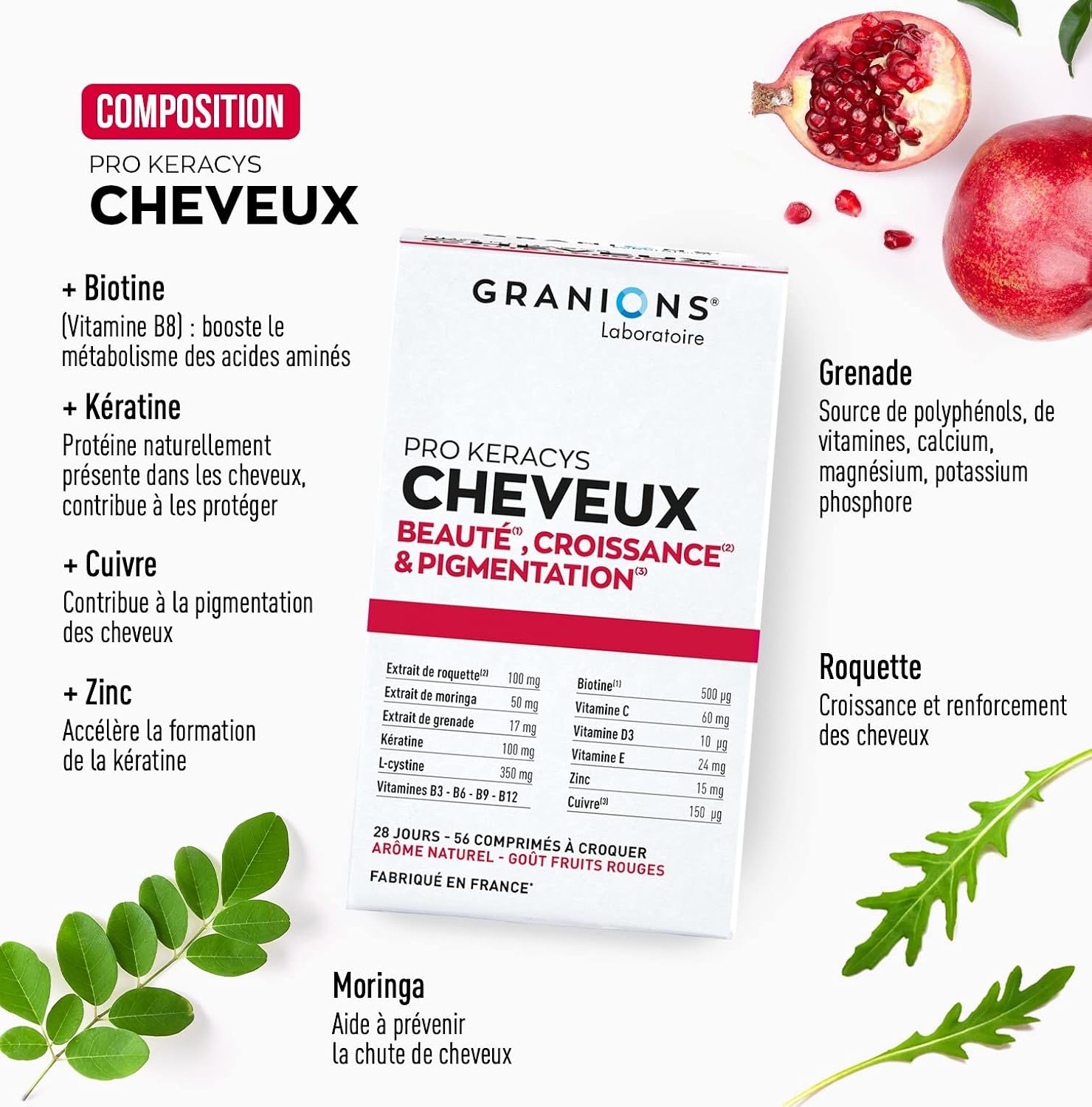 GRANIONS PRO KERACYS — Comprimés à croquer cheveux 56 unités – Image 4