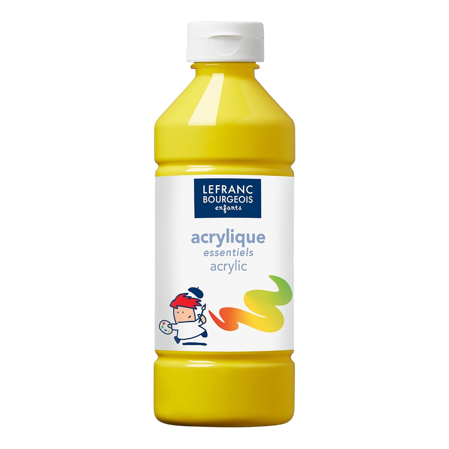 Lefranc Bourgeois - Acrylique liquide Essentiel pour enfants - Bouteille 500 ml - Jaune Primaire