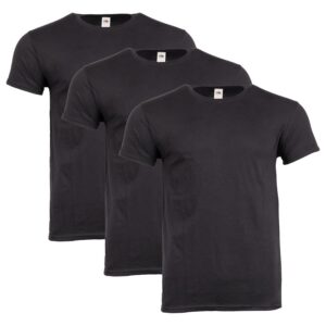 Fruit of the Loom T-shirt pour homme 100 % coton – T-shirt Iconic T avec anneau en coton filé – Léger, aéré et doux – Taille haute, Noir (lot de 3), L