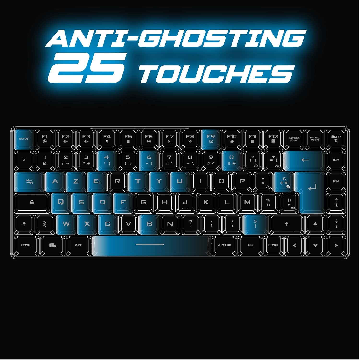 SPIRIT OF GAMER — Clavier gamer sans fil TKL AZERTY RGB – Image 5