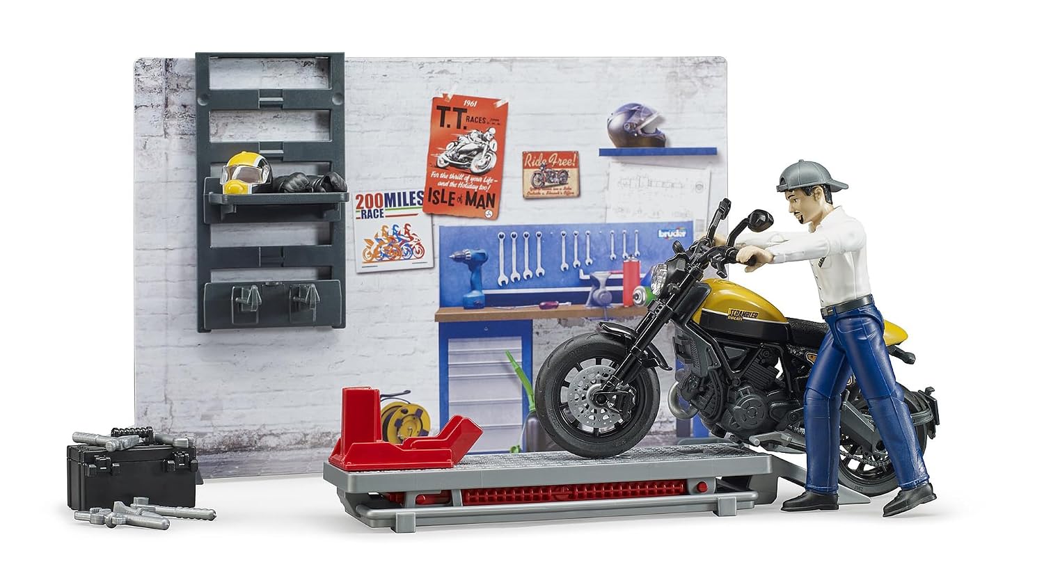 BRUDER bworld — Atelier moto Scrambler Ducati avec figurine – Image 5